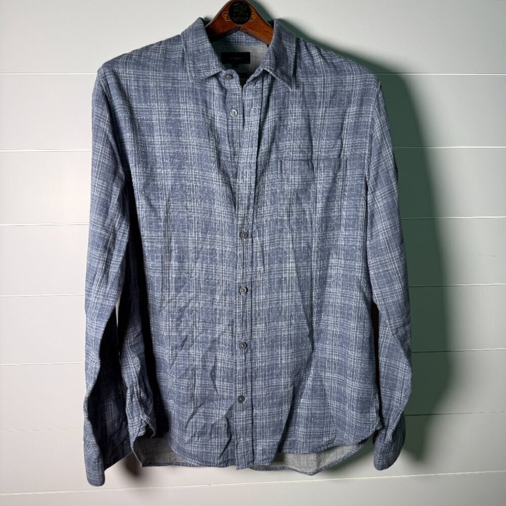 Vince Shirt Mens L  Blue Plaid 100% Cotton Classic Fit Preppy Casual Classic Fit